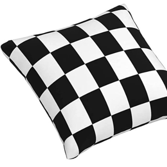 Accents Plaid Black White One Throw Pillow Cover Square 18x18 Poshmark